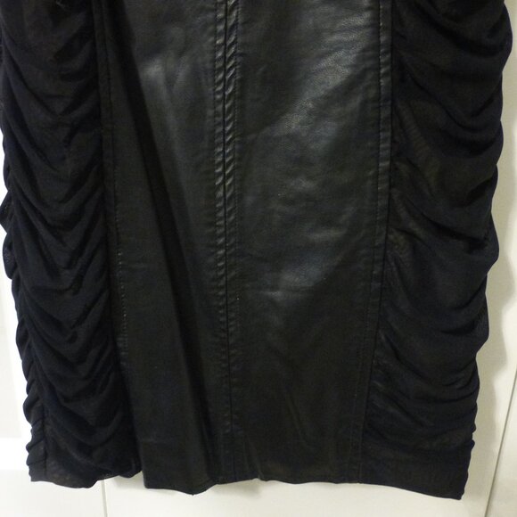 BEBE black ruched mesh and faux leather strapless tube dress - Picture 10 of 14